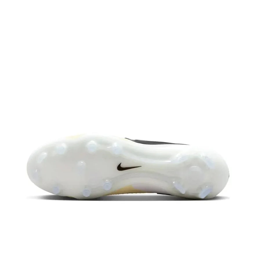 NIKE Tiempo Legend 10 Elite FG Men's Soccer Cleats Slip Resistant Natural Turf White Yellow and Black Colorway