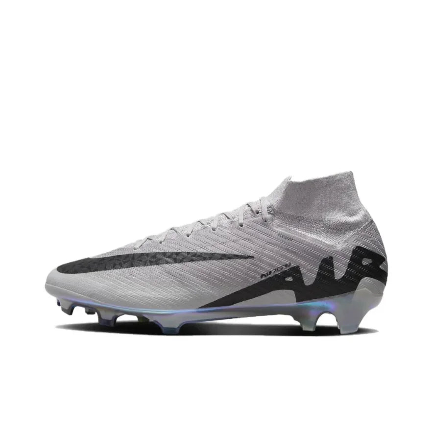 NIKE Mercurial Superfly 9 Elite FG Men's Soccer Cleats Anti slip and Wear resistant Natural Grass Black White and Blue Colorway