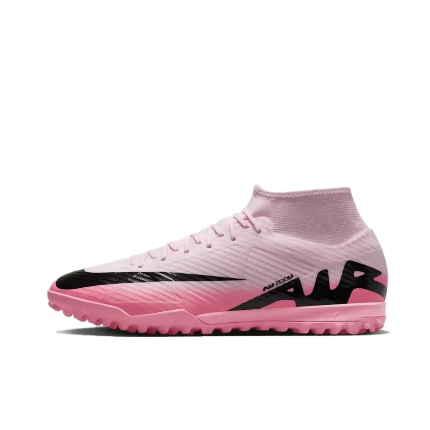 NIKE Pink Mercurial Superfly 9 TF Men's Soccer Cleats Anti-slip and abrasion-resistant hard turf Artificial turf