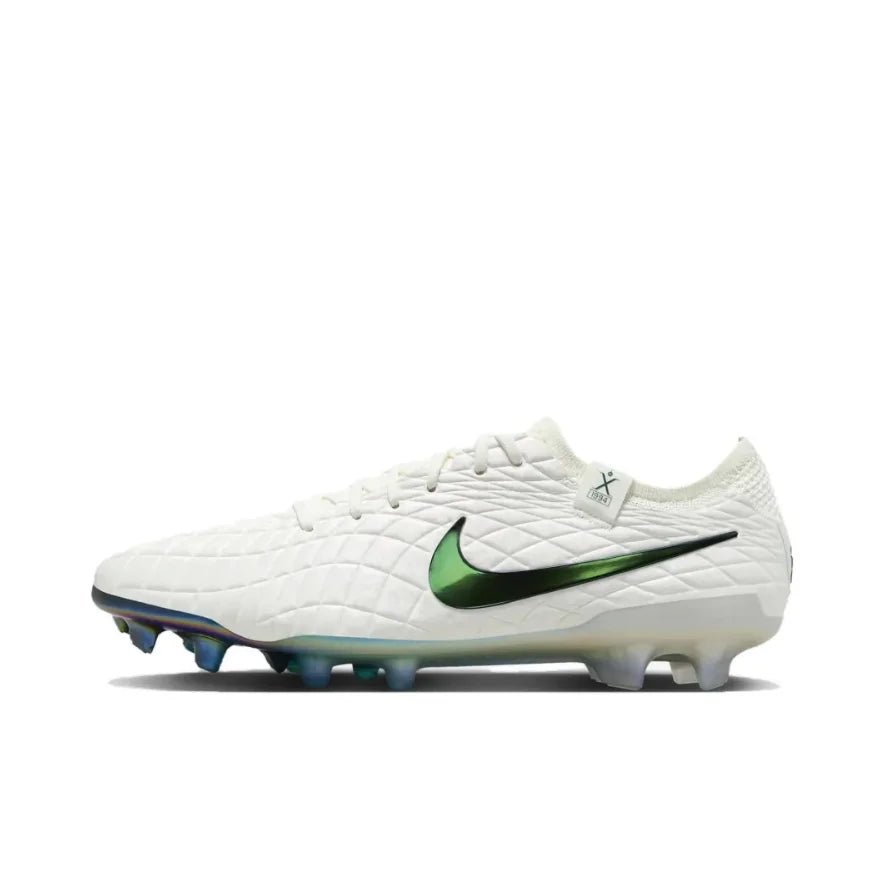 NIKE Tiempo Legend 10 Elite FG Men's Soccer Cleats Slip Resistant Natural Turf White Yellow and Black Colorway