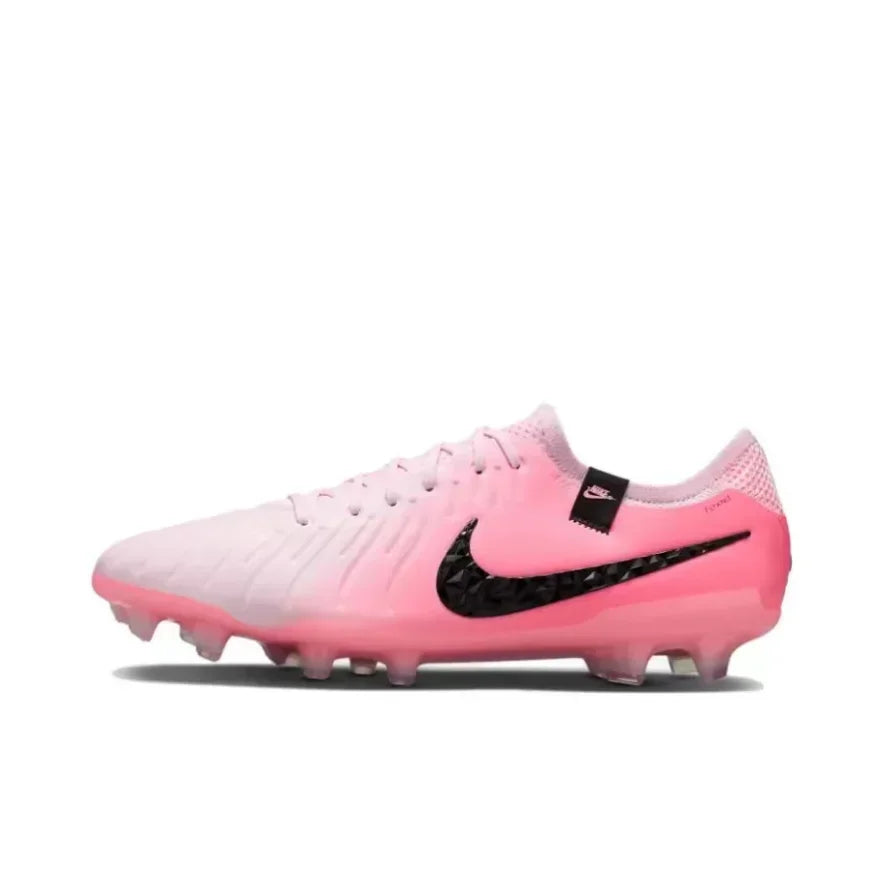 NIKE Tiempo Legend 10 Elite FG Men's Soccer Cleats Anti slip and Wear-resistant Natural Turf White Red and Black Colorways